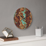 Brown Aqua Teal Turcos Grönt Geode Marble Art Stor Klocka<br><div class="desc">Vacker contemporary akvakturkos blått grönt och brunt färgad agerar geodetiska gem-stenar mönster. Ornat, funky, modern och vismisk hipsterdesign för den konstnärliga eller konstnärliga höftledaren, vintagen retro, nyuveau deco art stil eller abstrakt grafisk digital geometrisk motif älskare. Finns på en rad moderna hakdekoraccenter och mode inspirerade tillbehör för att dekorera mastersovrummet,...</div>