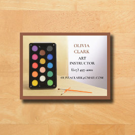 Brown Art Teacher Tutor Educator Art Class Visitkort