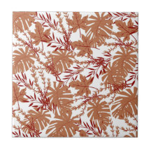 Brown Autumn Blommigt Löv Mönster