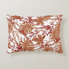 Brown Autumn Blommigt Löv Mönster Prydnadskudde