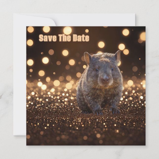 Brown Baby Wombat on Brown Bokeh Bliss, Spara Datumet (Framsida)