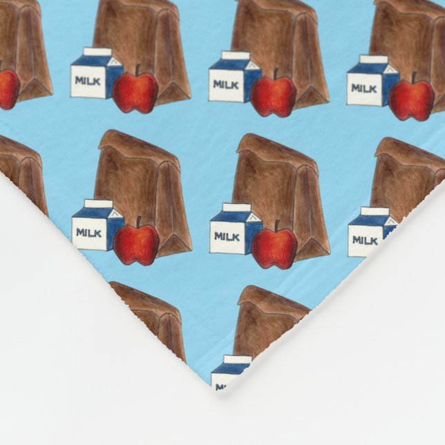 Brown Bag Sack School Lunch Dam Teacher Cafeteria Fleecefilt (Hörn)