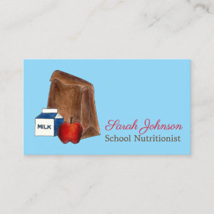 Brown Bag School Lunch Dam Nutritionist Teacher Visitkort