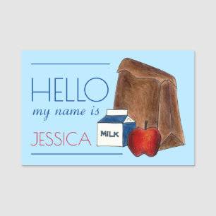 Brown Bag School Lunch Teacher Cafeteria Worker Namnbricka
