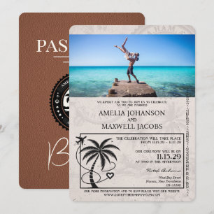 Brown Bahamas Passport Bröllop Inbjudningar