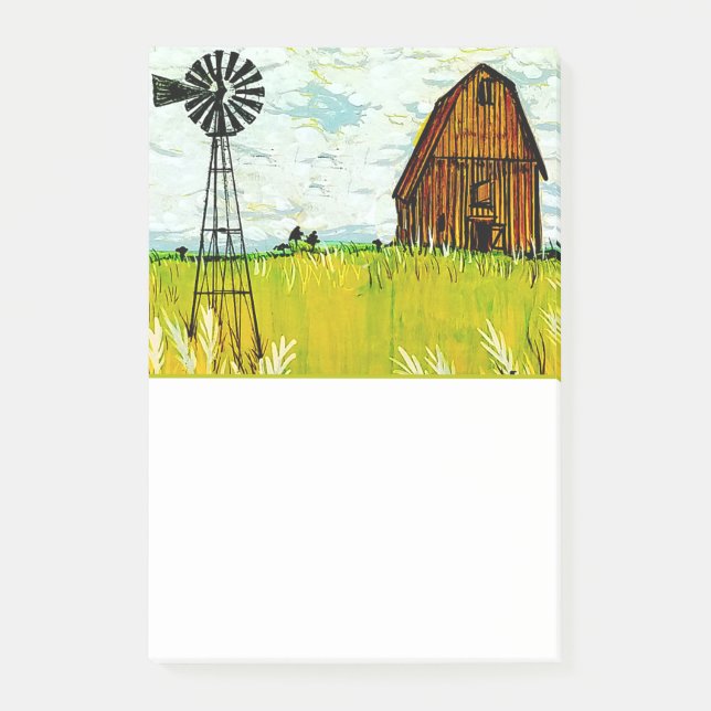 Brown Barn Summer Landscape Notes Post-it Block (Framsida)