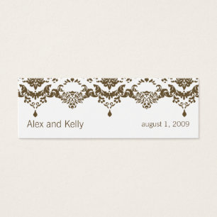 Brown Baroque Damask Wedding Website Affärskort Litet Visitkort