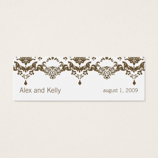 Brown Baroque Damask Wedding Website Affärskort Litet Visitkort (Framsidan)