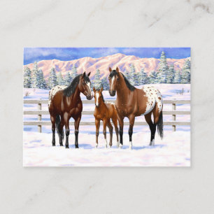 Brown Bay Appaloosa-hästar i Snö Visitkort