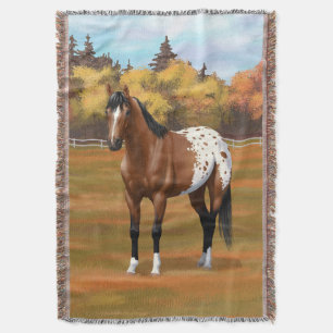 Brown Bay Appaloosa Horse på hösten Filt