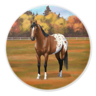 Brown Bay Appaloosa Horse på hösten Knopp