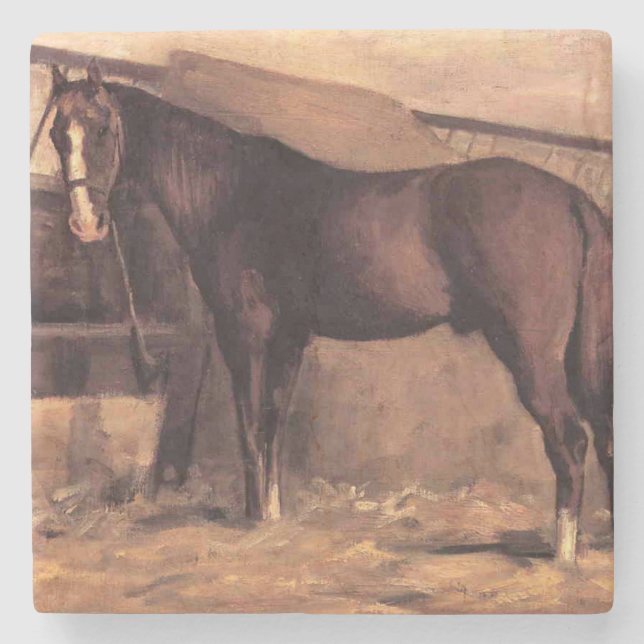 Brown Bay Horse i Stables Stenunderlägg (Framsidan)