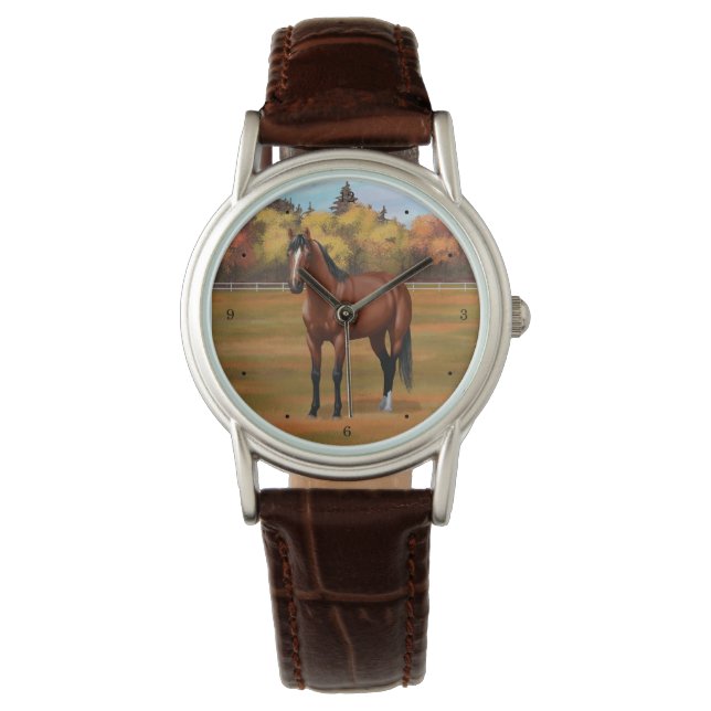 Brown Bay Quarter Horse Stallion Armbandsur (Framsida)