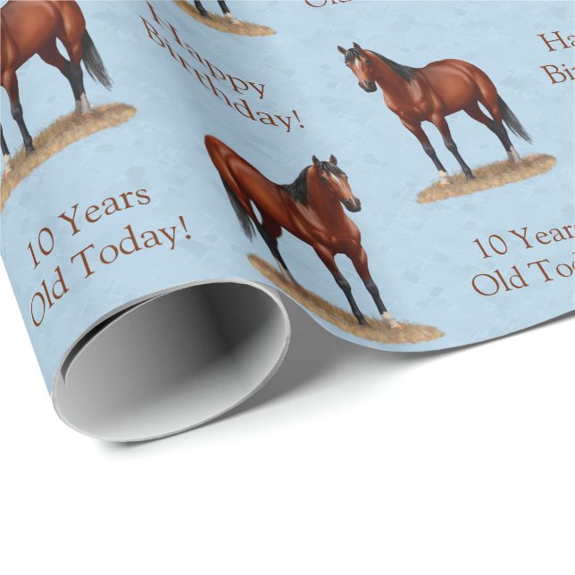 Brown Bay Quarter Horse Stallion Presentpapper (Rullad Hörn)