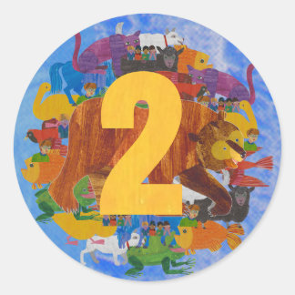 Brown Bear 2nd Birthday Sticker Runt Klistermärke