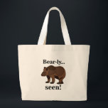 Brown Bear Animal Funny Humor Quote Jumbo Tygkasse<br><div class="desc">Brown Bear Animal Funny Humor Quote Large Tote Bag originally designed by Nisha Prabhu. Carry your essentials in style and humor with our Brown Bear Animal Funny Humor Quote Large Tote Bag! Featuring an adorable bear illustration paired with a witty, funny quote, this spacious tote is perfect for shopping, beach...</div>