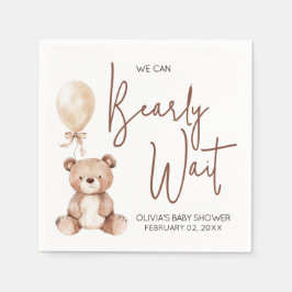 Brown Bear Balloon Baby Shower Pappersservett