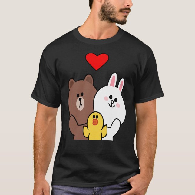 Brown Bear Cony Bunny Rabbit Anka We Kärlek You   T Shirt (Framsida)