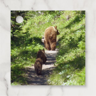 Brown Bear Family Gåvor Etiketter