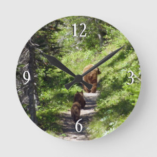 Brown Bear Family Rund Klocka