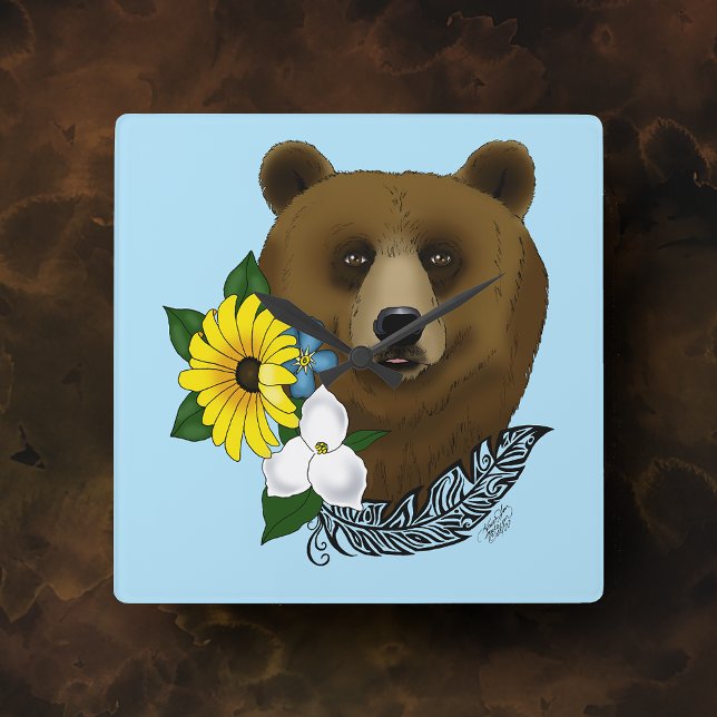 Brown Bear Fyrkantig Klocka (Skapare uppladdad)