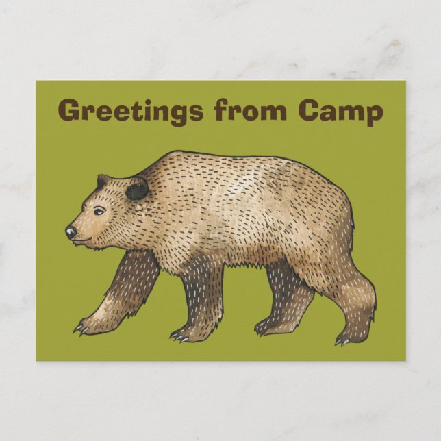Brown Bear Hälsning från Camp Postcard Vykort (Framsida)