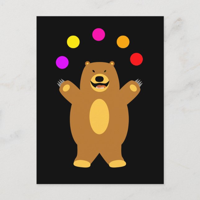 Brown Bear Juggling Vykort (Framsida)