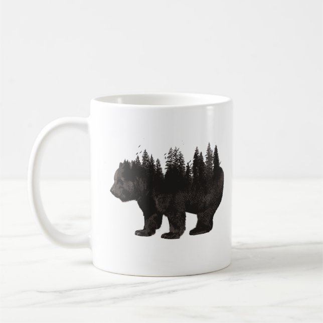 Brown Bear med en skog på baksidan Kaffemugg (Vänster)