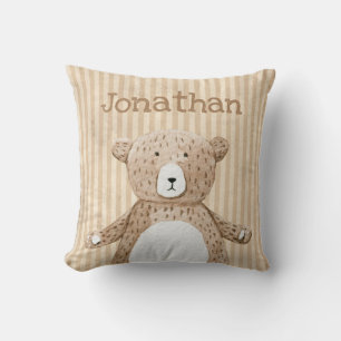 Brown Bear Namn Rustic Rand Nursery Kudde