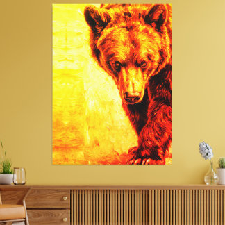 Brown Bear Oil Painting Wildlife Art Canvastryck