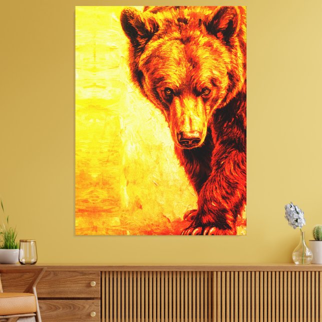 Brown Bear Oil Painting Wildlife Art Canvastryck (Insitu (Vardagsrum))
