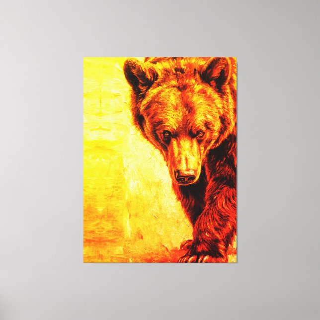 Brown Bear Oil Painting Wildlife Art Canvastryck (Framsida)