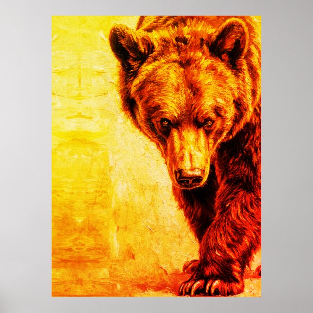Brown Bear Oil Painting Wildlife Art Poster (Framsidan)
