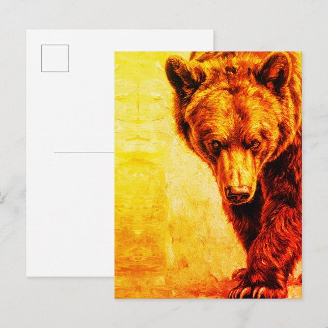 Brown Bear Oil Painting Wildlife Art Vykort (Fram/baksida)