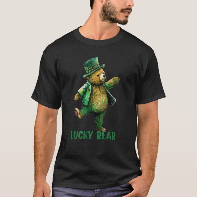 Brown Bear St Patrick Leprechaun Shamrock Irish Lu T Shirt (Framsida)