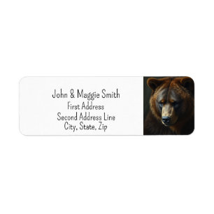 Brown Bear Wildlife Nature Animal Art Returadress Etikett