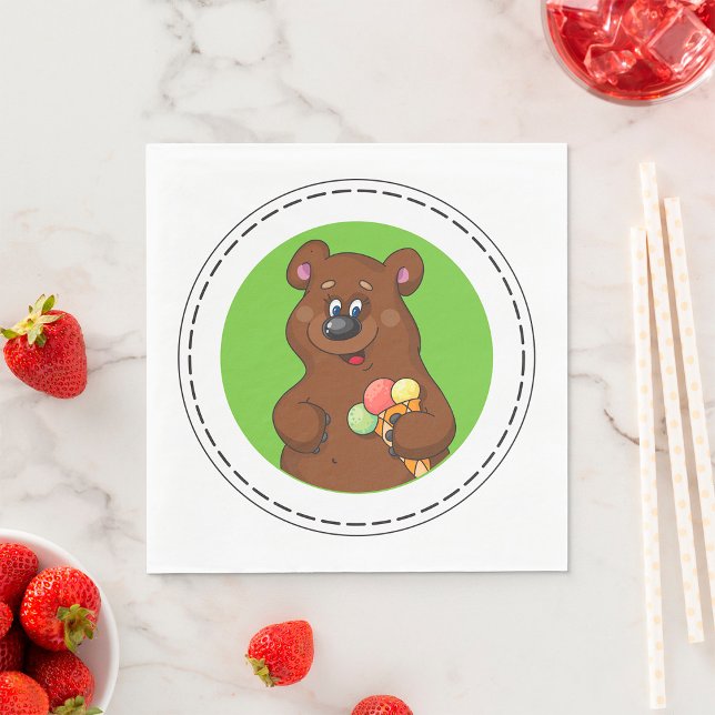 Brown Bear With Ice Cream Pappersservett (Skapare uppladdad)