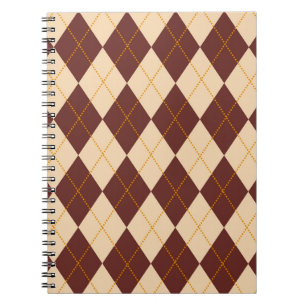 Brown Beige Autumn Fall Argyle Diamond Mönster Anteckningsbok
