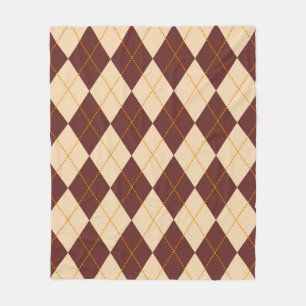 Brown Beige Autumn Fall Argyle Diamond Mönster Fleecefilt