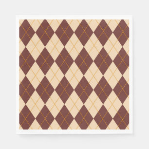 Brown Beige Autumn Fall Argyle Diamond Mönster Pappersservett