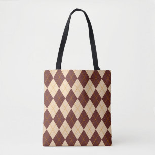 Brown Beige Autumn Fall Argyle Diamond Mönster Tygkasse