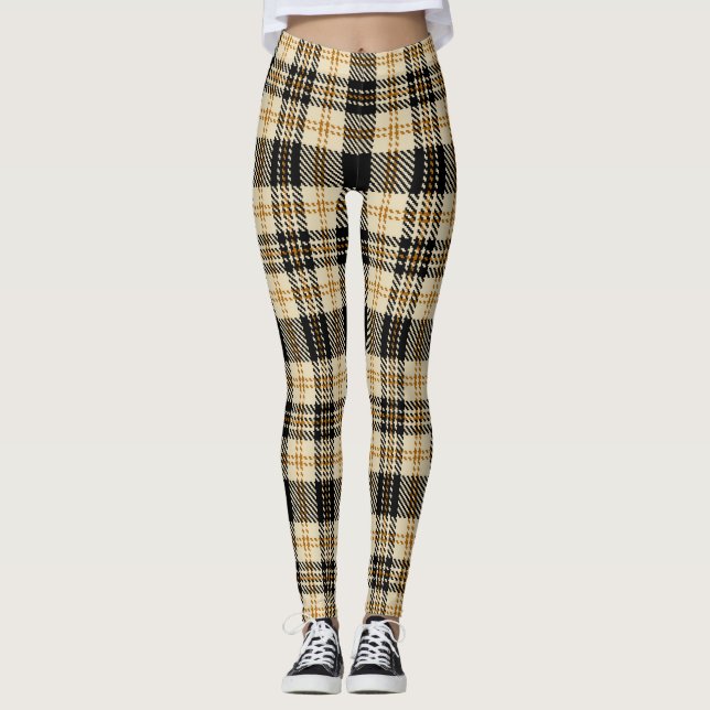 Brown Beige Black Play Mönster Leggings (Framsida)