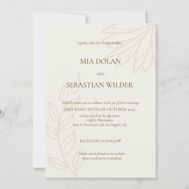 Brown Beige Boho Minimalist Wedding bjudande Inbjudningar (Framsida)