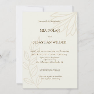 Brown Beige Boho Minimalist Wedding bjudande Inbjudningar