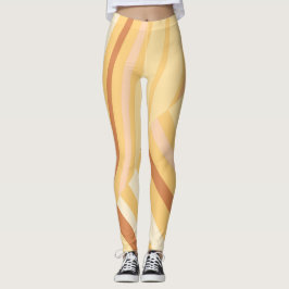 Brown Beige Diagonal Stripe Leggings