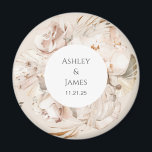 Brown-beige floral garden wedding magnet favors<br><div class="desc">Beige floral personalized garden wedding magnet</div>