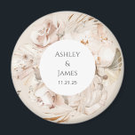 Brown-beige floral garden wedding magnet favors<br><div class="desc">Beige floral personalized garden wedding magnet</div>