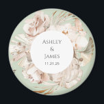 Brown-beige floral garden wedding magnet favors<br><div class="desc">Beige floral personalized garden wedding magnet</div>