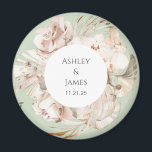Brown-beige floral garden wedding magnet favors<br><div class="desc">Beige floral personalized garden wedding magnet</div>