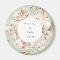 Brown-beige floral garden wedding magnet favors